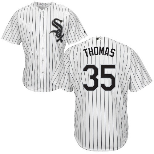 White Sox #35 Frank Thomas White(Black Strip) Home Cool Base Stitched Youth MLB Jersey - Click Image to Close